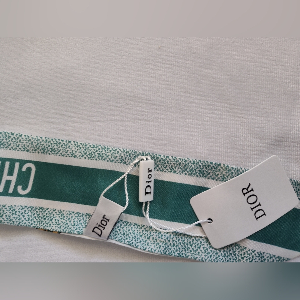Christian Dior Mitzah Twilly Butterfly Floral Silk Scarf Skinny Bandeau NWT NIB - Picture 6 of 7